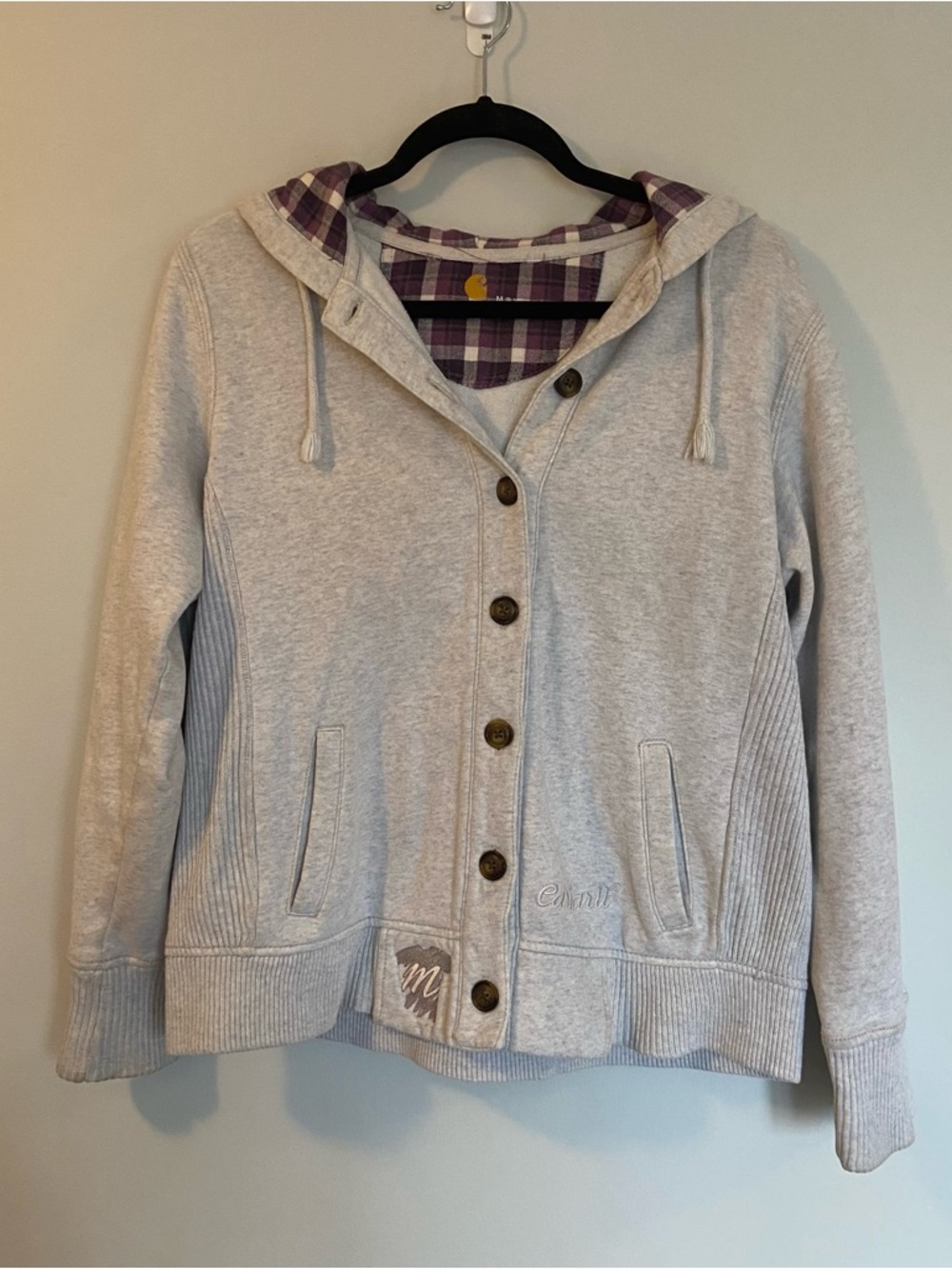 Carhartt 100708 Women's Marengo Sweatshirt Jacket Light Gray Hooded Button